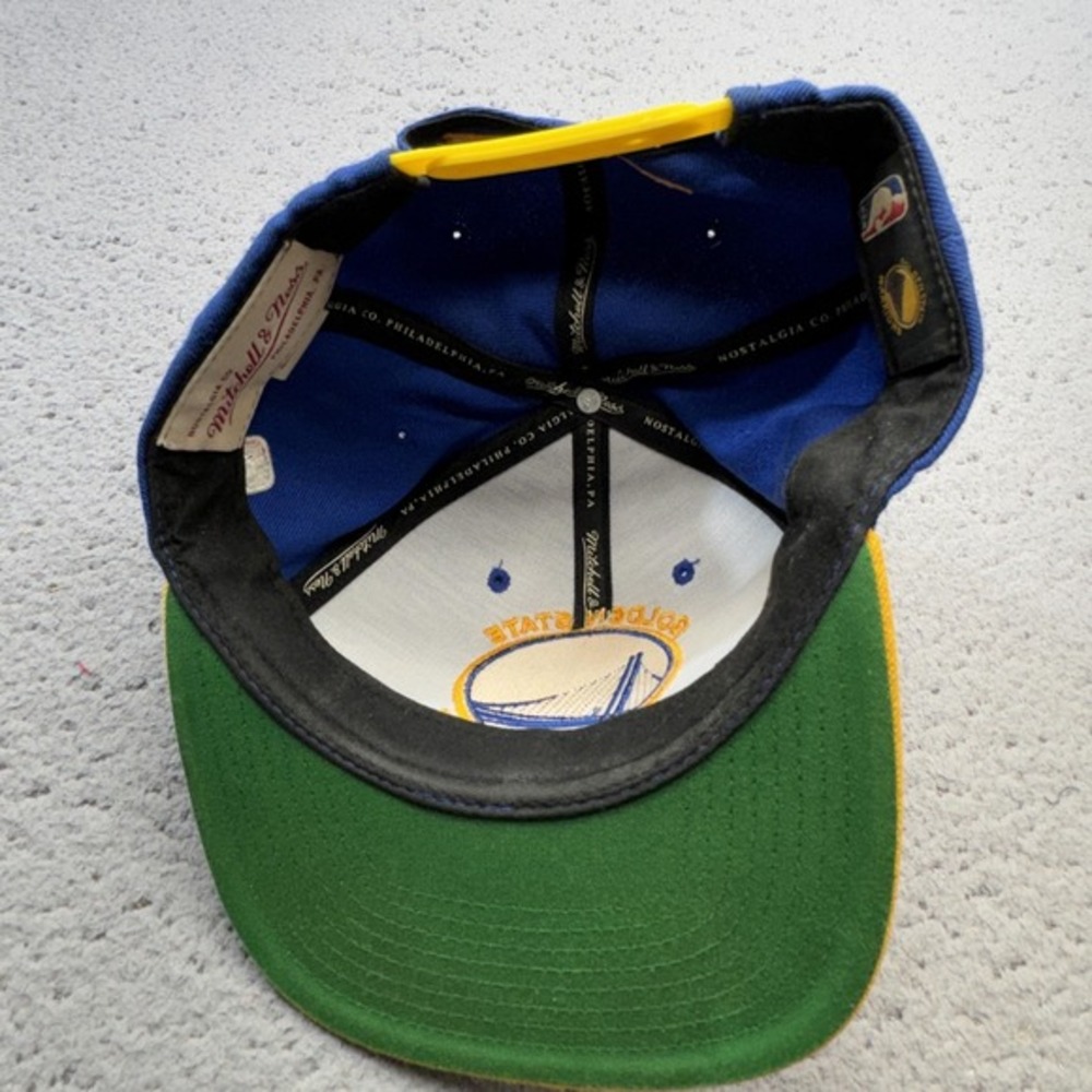 Golden State Warriors Hat Cap Snap Back Blue Yellow NBA Basketball Mitchell Ness - Picture 13 of 15